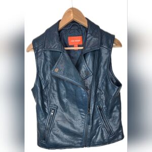 Joe Fresh Faux Leather Womens  Blue Biker Vest Med